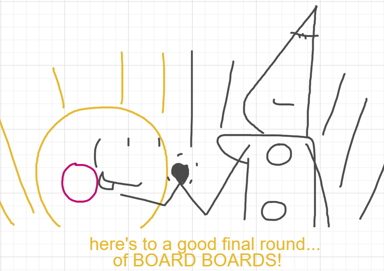 A panel from I've Been Everywhere, Man, episode nine of the Board Boards object show by Furretwalk/WalkingFurret.